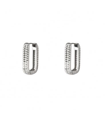 Zilverkleurige geweven rechthoekige oorbellen klein