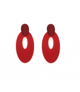 Rode langwerpige ovale oorbellen met steker