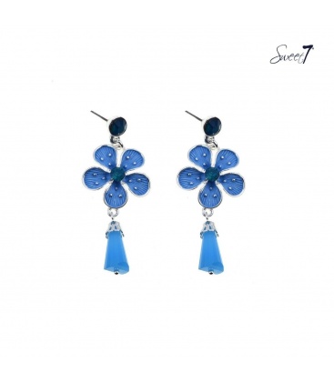 Prachtige blauwe bloem oorhangers 