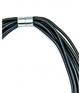 Zwarte rubber koord halsketting met magneetsluiting