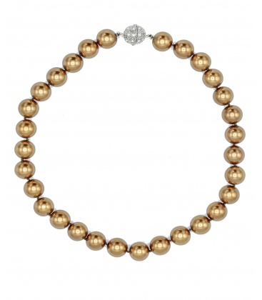 Brons goudkleurige parelhalsketting met magneetsluiting