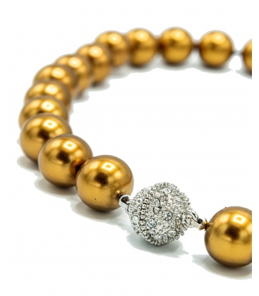 Brons goudkleurige parelhalsketting met magneetsluiting