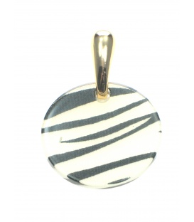 Goudkleurige oorbellen met ronde gestreepte zebra hanger