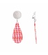 Rode langwerpige oorclips met zilverkleurige klem