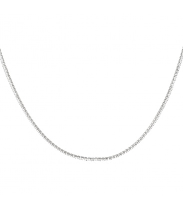 Zilverkleurige halsketting bezet met zirkoonstenen