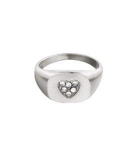Zilverkleurige ring met hartvormig detail van kleine zirkoonsteentjes (17)
