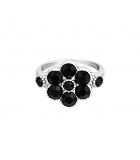 Zilverkleurige ring met bloem van zwarte zirkoonstenen (18)