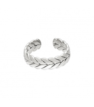 Zilverkleurige ring in laurierblad design
