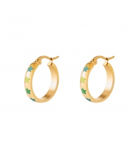 Goudkleurige oorbellen met groene sterretjes