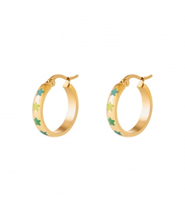 Goudkleurige oorbellen met groene sterretjes