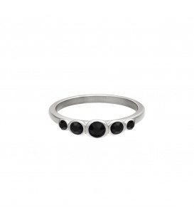 Zilverkleurige ring met vijf zwarte zirkoonsteentjes (17)