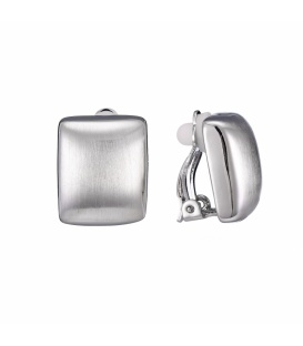 Zilverkleurige vierkante oorclips van geborsteld staal