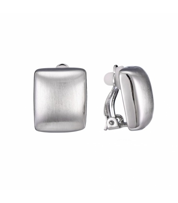 Zilverkleurige vierkante oorclips van geborsteld staal