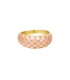 Goudkleurige brede ring met roze ruitjes patroon (17)