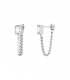 Zilverkleurige oorhangers met ketting en zirkonia steentje
