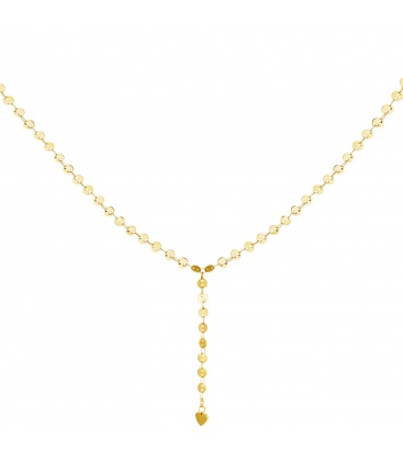 Goudkleurige halsketting met cirkels en een hartje aan het uiteinde 