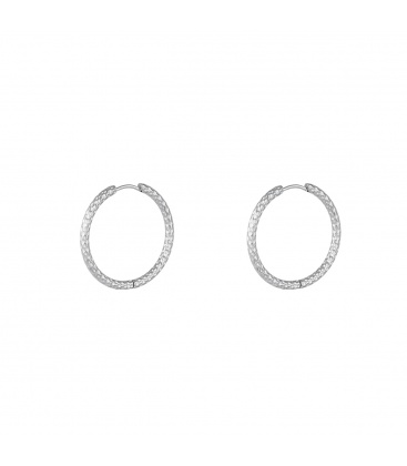 Zilverkleurige oorringen met patroon klein