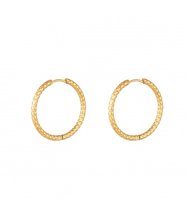 Goudkleurige oorringen met patroon medium