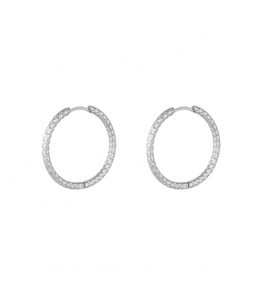 Zilverkleurige oorringen met patroon medium