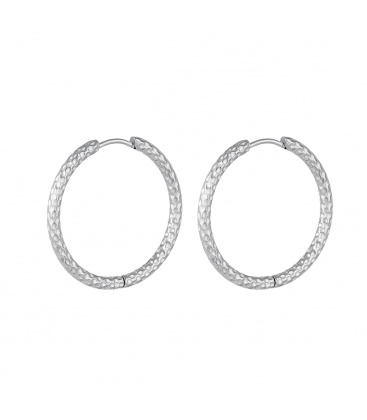 Zilverkleurige oorringen met patroon groot