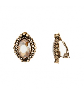 Ovale oorclips met gele facet steen in een goudkleurige zetting van Belle Miss