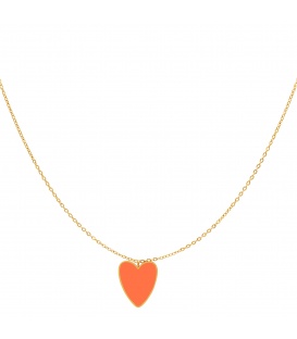 Goudkleurige halsketting met een oranje harten hanger