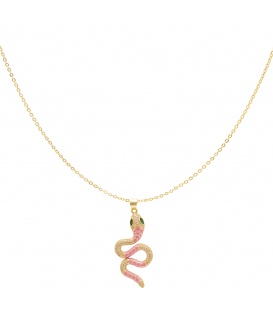 Goudkleurige halsketting met lichtroze gedetailleerde slang