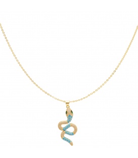 Goudkleurige halsketting met blauwe gedetailleerde slang