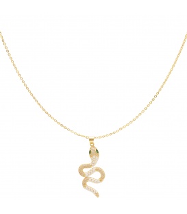 Goudkleurige halsketting met witte gedetailleerde slang