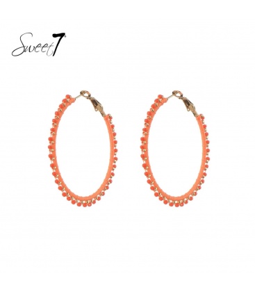 Oranje glaskralen oorringen