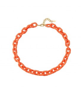 Oranje halsketting met een dikke ketting