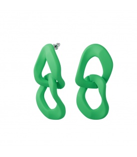Groene mat gekleurde oorhangers met 2 grote schakels