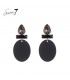 Zwarte ovale oorhangers glas steentjes