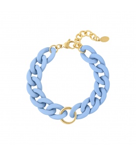 Blauwe armband met een dikke ketting en een ringetje