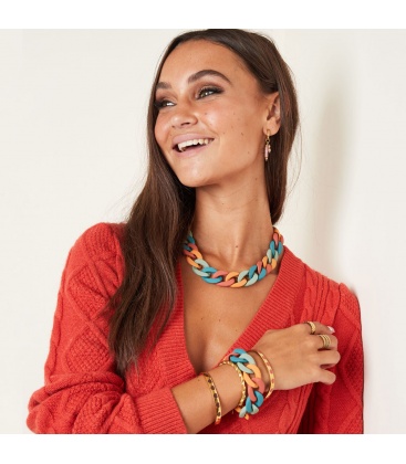 Beige gekleurde schakel halsketting