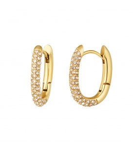 Goudkleurige, ovale oorringen met steentjes 