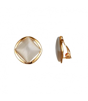 Licht grijze oorclips met een goudkleurige rand