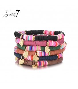 Zes strengs vrolijk gekleurde armband van Sweet7