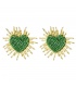 Groene harten oorbellen met goudkleurige staafjes