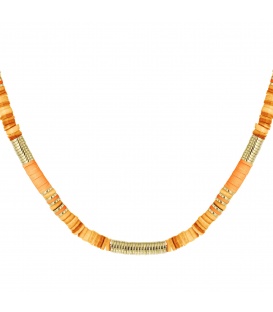 Oranje met goudkleurige kralen halsketting