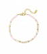  Koop dit trendy armbandje met smalle kralen in de kleuren roze, wit en goud