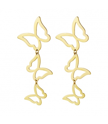 Goudkleurige oorhangers met 3 vlinders