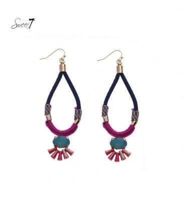 Gekleurde oorhangers met koord en glas steentjes