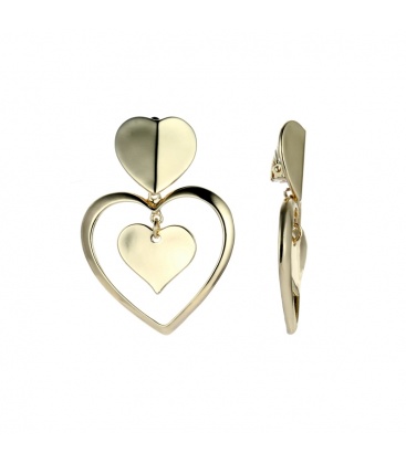 Goudkleurige oorclips met hartvormige hanger van het merk Belle Miss 