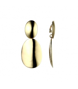 Goudkleurige oorclips met een ovale hanger en oorstukje