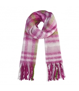 Fuchsia roze geblokte warme sjaal