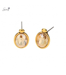 Goudkleurige oorbellen met een geel steentje