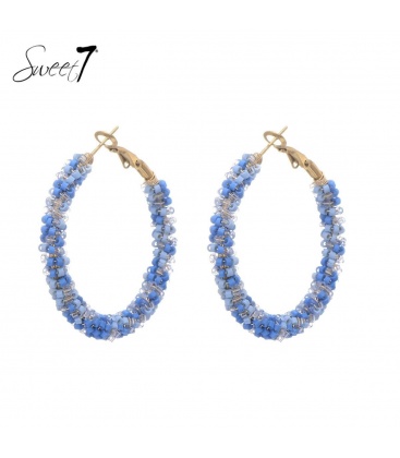 Blauwe kralen oorringen