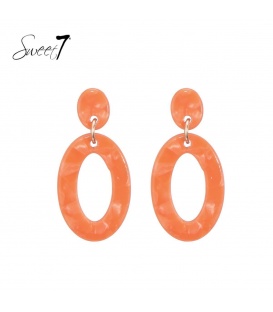 Mooie oranje oorhangers van Sweet 7 - Opvallend en trendy