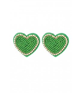 Groene kralen harten oorhangers met heldere strass steentjes van Yehwang